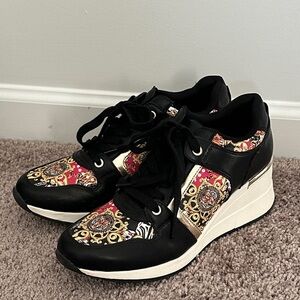 Aldo Black and Gold Patterned Sneakers Size 9